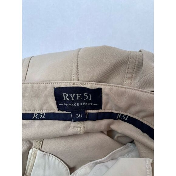 Rye 51 Golf Voyager Pants Men's 36 Beige Performance Straight Leg Chino 5 Pocket - Picture 4 of 7
